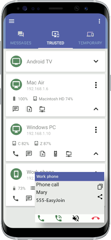 Manage phone calls remotely from desktop